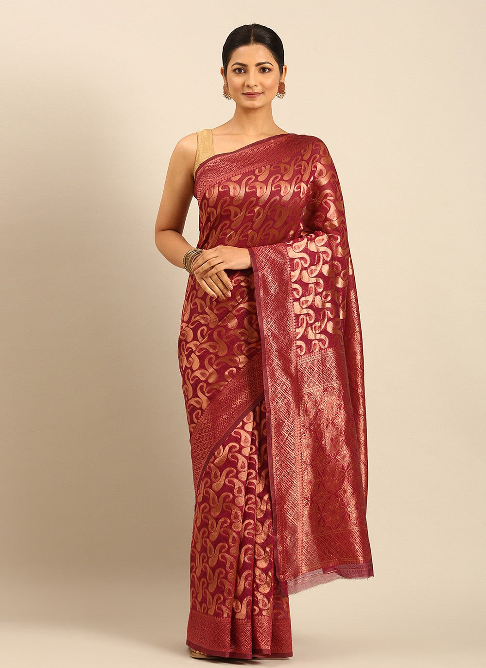 Classic Weaving Zari Cotton Saree - S8166