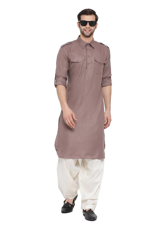 Plain Cotton Mauve Kurta Pyjama - M3857