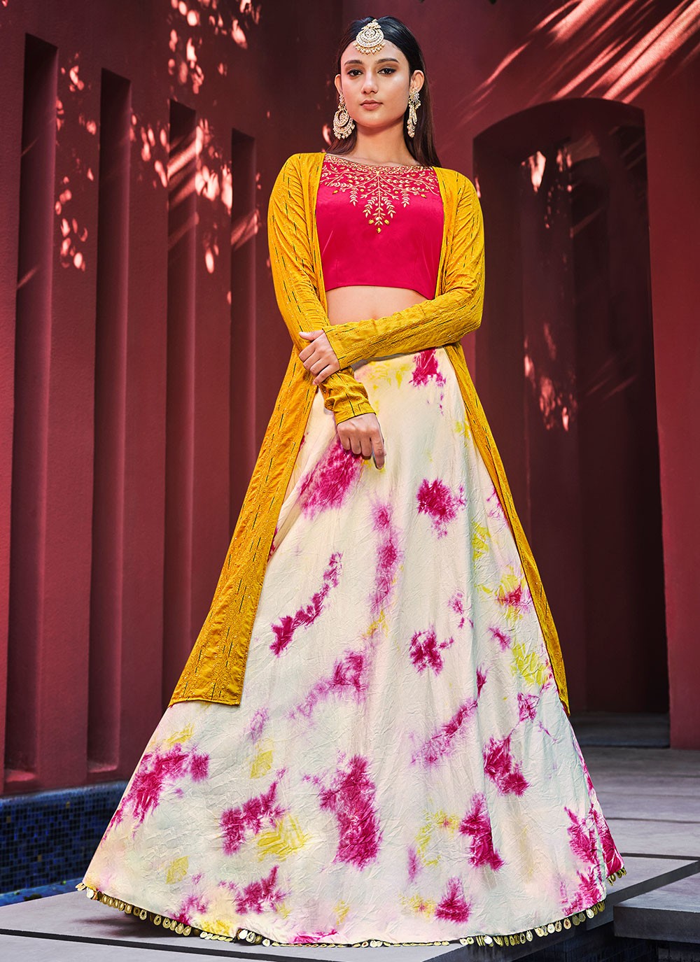 Embroidered Art Silk A - Line Lehenga - L0764