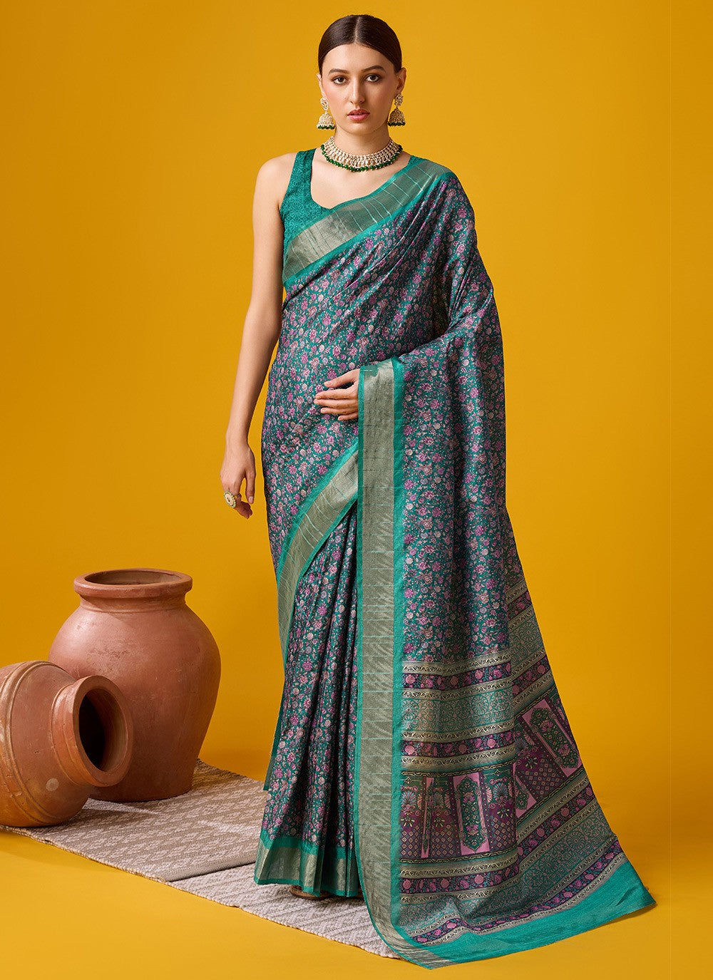 Classic Digital Print Cotton Saree - S6142