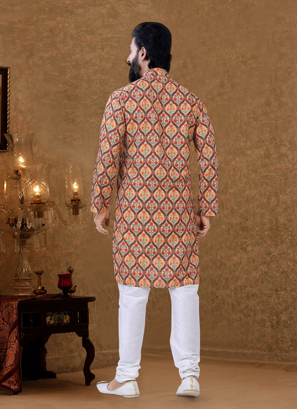 Digital Print Cotton Multi Colour Kurta Pyjama - M3948