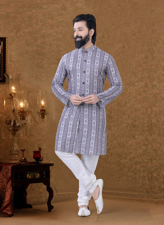 Digital Print Cotton Multi Colour Kurta Pyjama - M3961