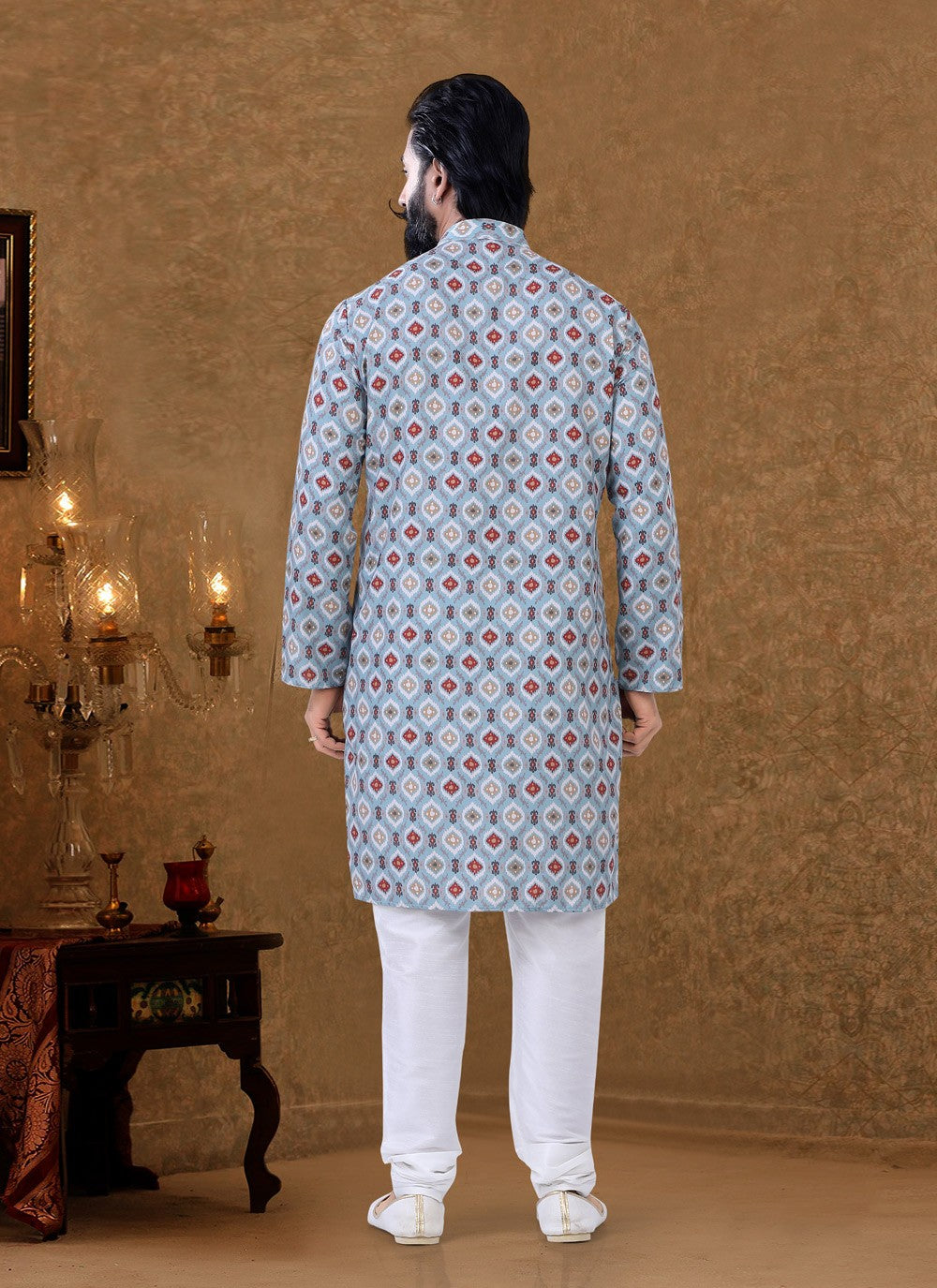 Digital Print Cotton Multi Colour Kurta Pyjama - M3971