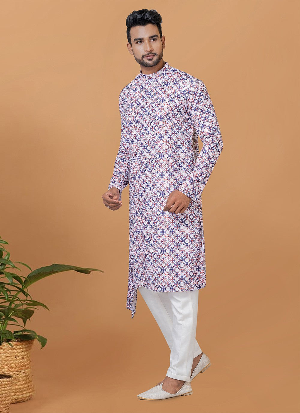 Digital Print Cotton Multi Colour Kurta Pyjama - M5919