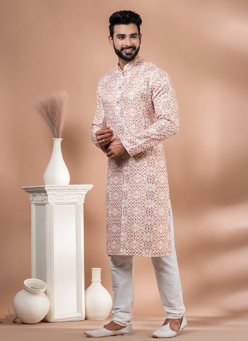 Digital Print Cotton Multi Colour Kurta Pyjama - M6993