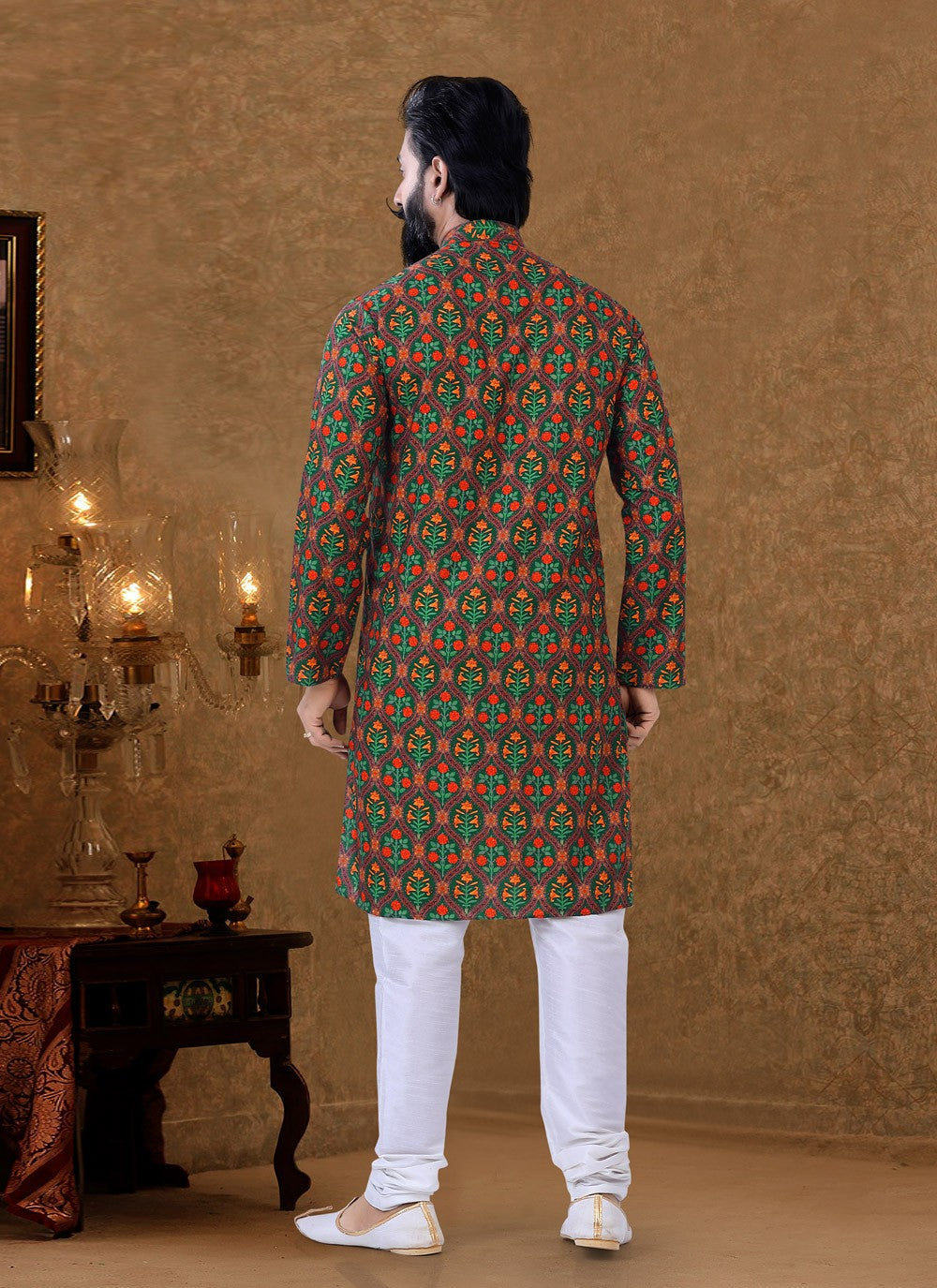 Digital Print Cotton Multi Colour Kurta Pyjama - M3953