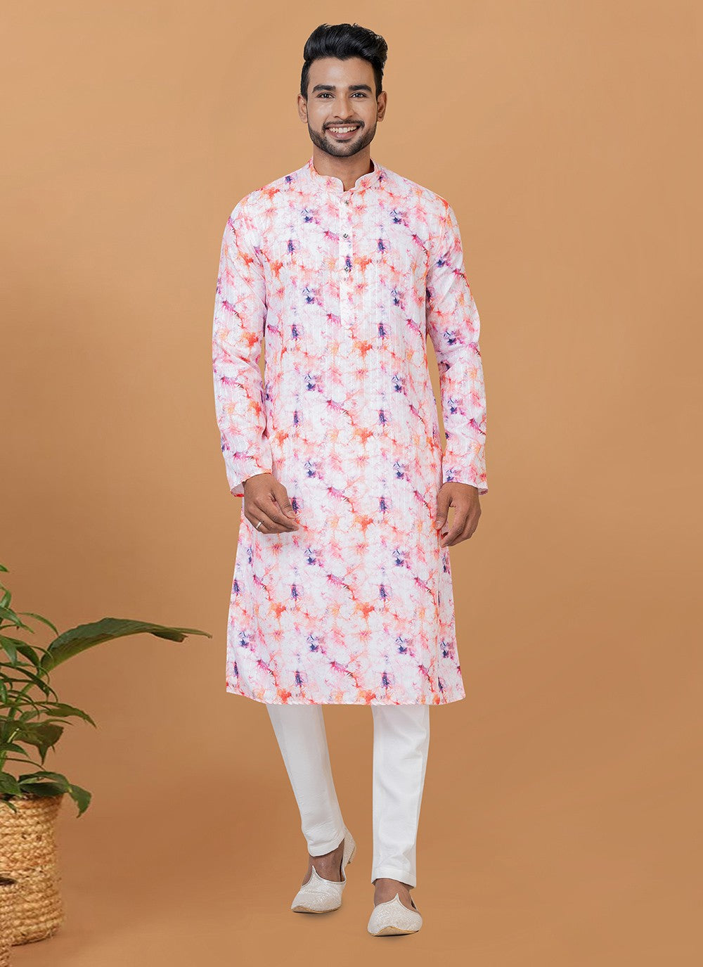 Digital Print Cotton Multi Colour Kurta Pyjama - M5914