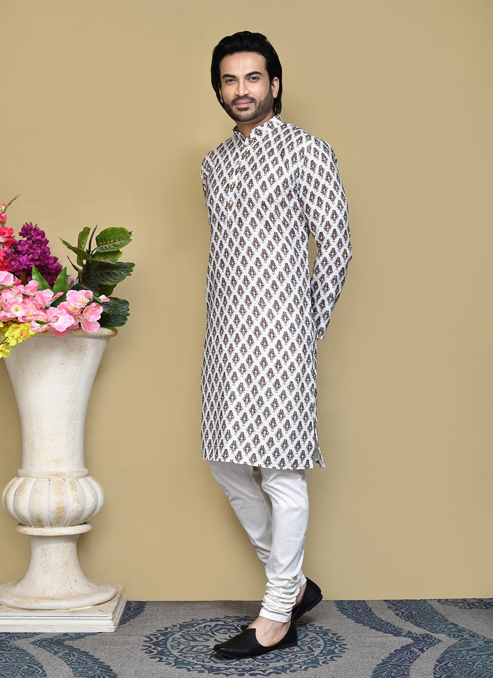 Printed Cotton , Rayon Multi Colour Kurta Pyjama - M7810