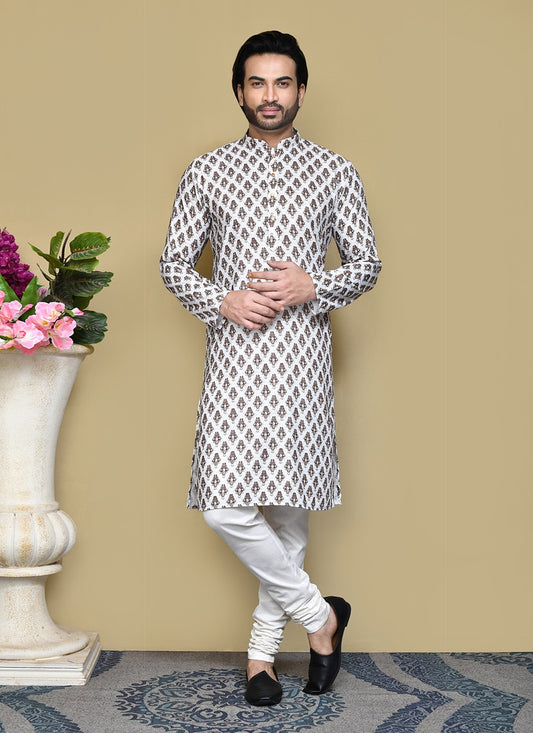 Printed Cotton , Rayon Multi Colour Kurta Pyjama - M7810