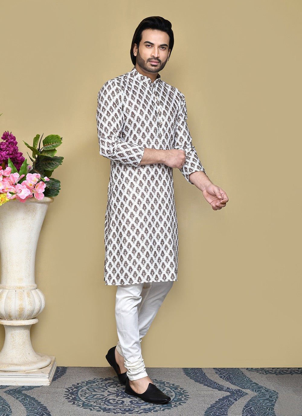 Printed Cotton , Rayon Multi Colour Kurta Pyjama - M7810