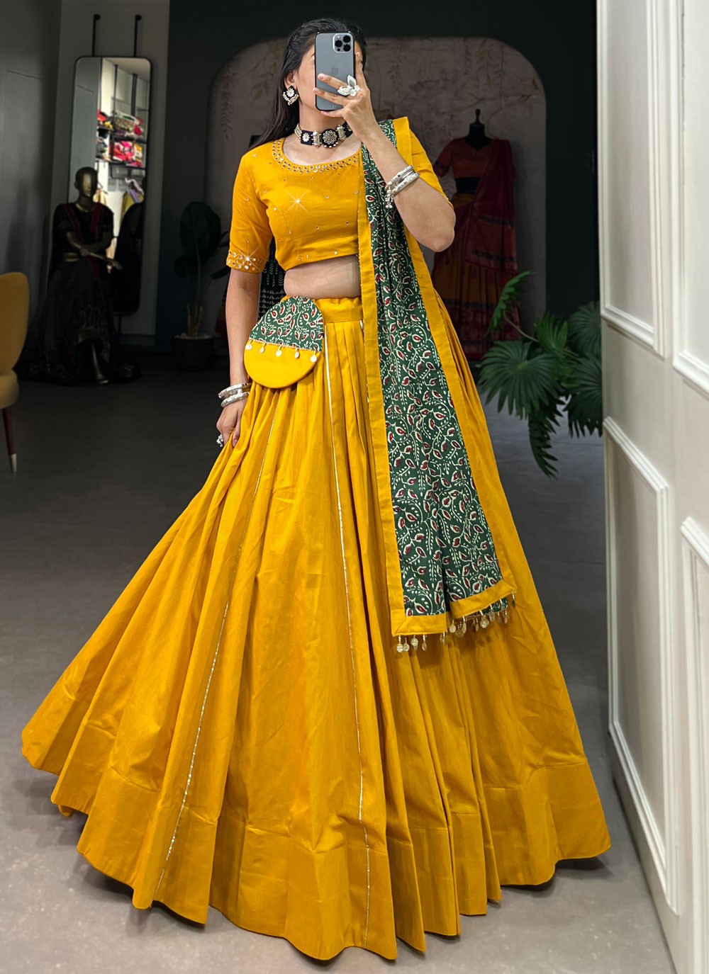 Plain Cotton A - Line Lehenga - L2023