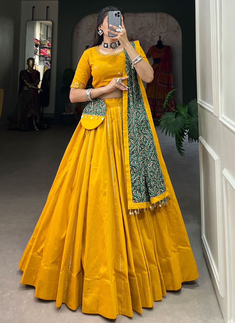 Plain Cotton A - Line Lehenga - L2023