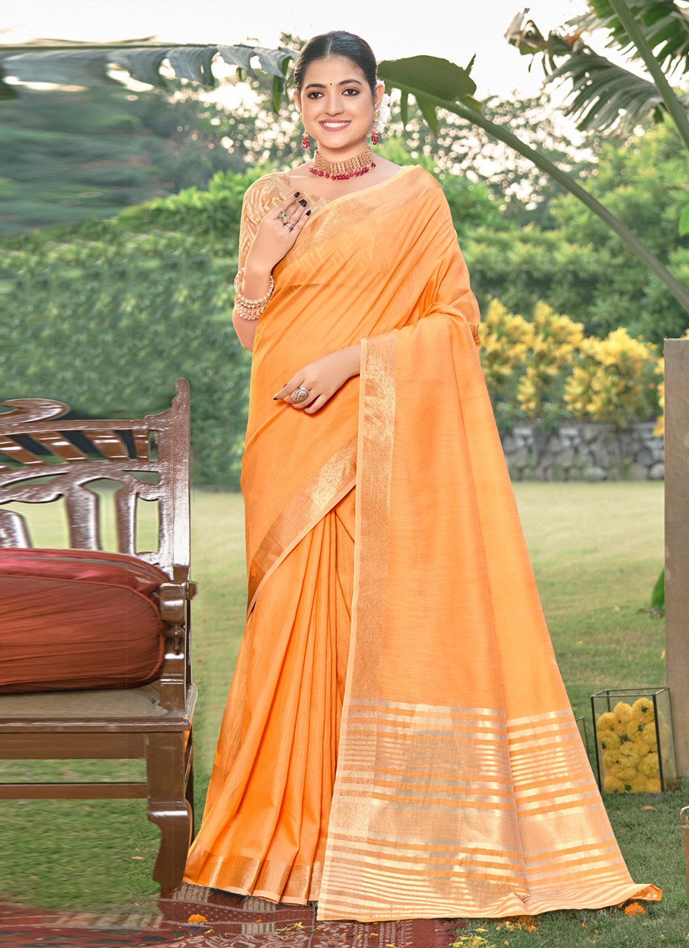 Traditional Weaving Zari Cotton Saree - S4461