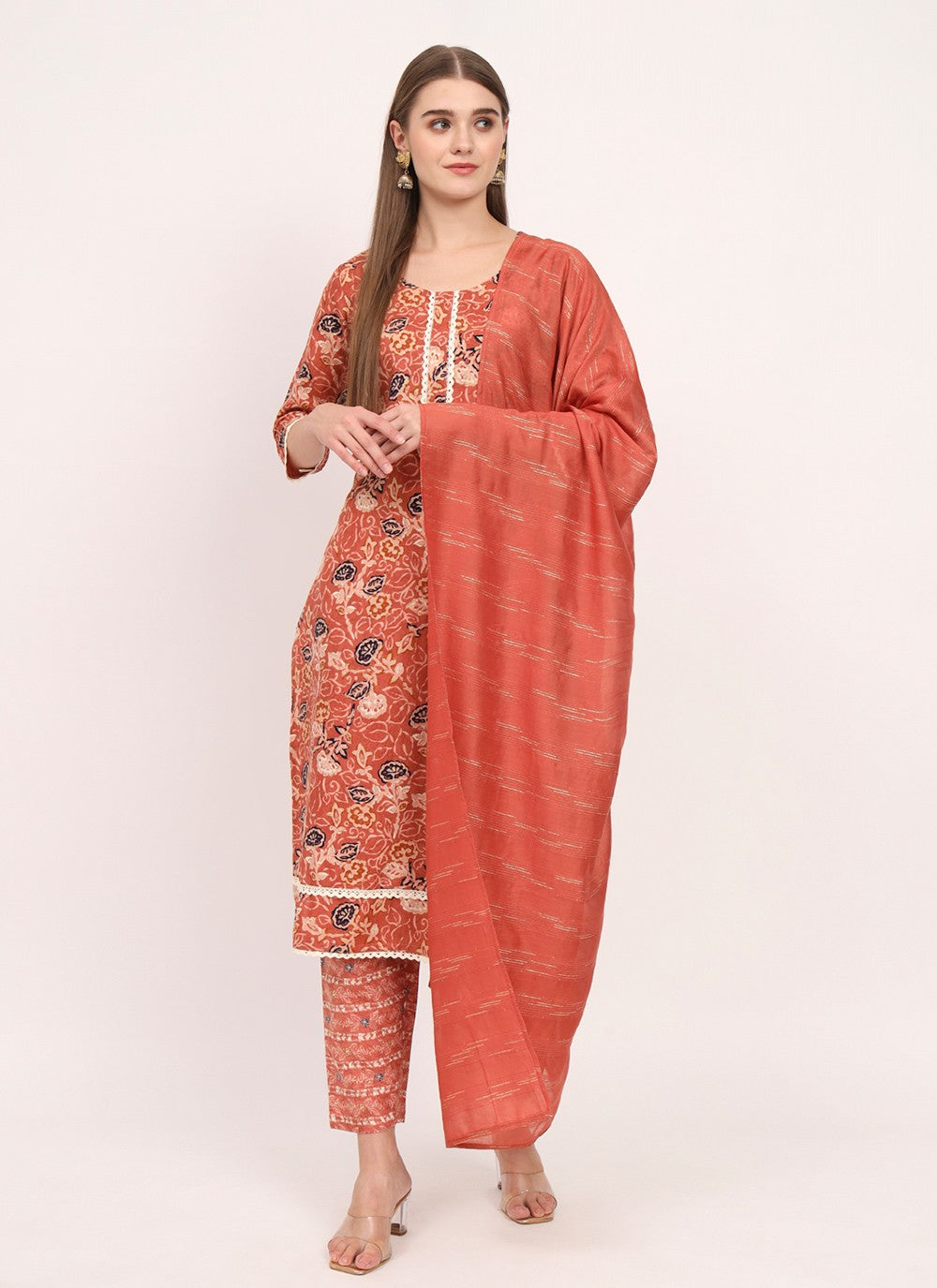 Printed Cotton Pant Style Suit - T4503