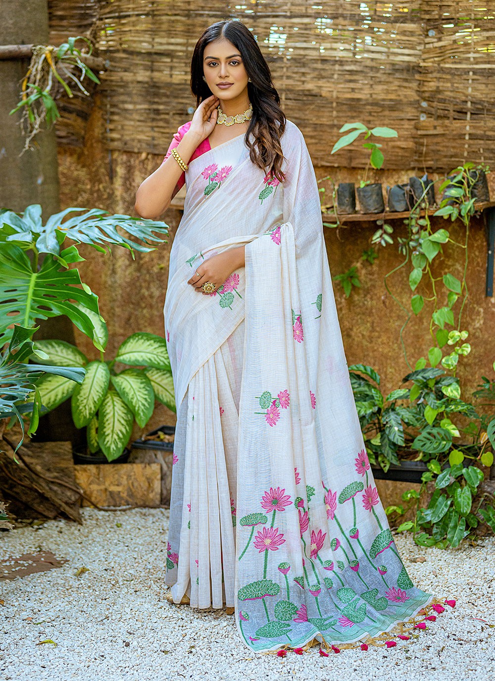 Designer Woven Cotton Saree - S4915