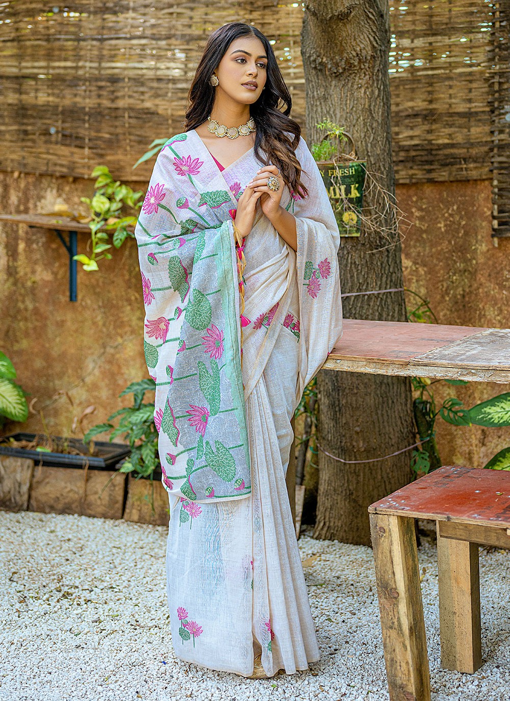 Designer Woven Cotton Saree - S4915