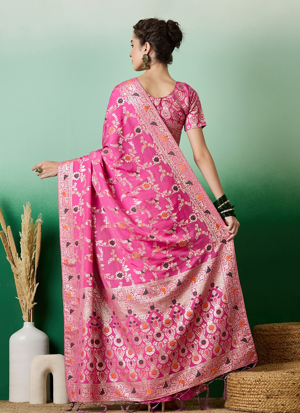 Trendy Meenakari Cotton Saree - S7074