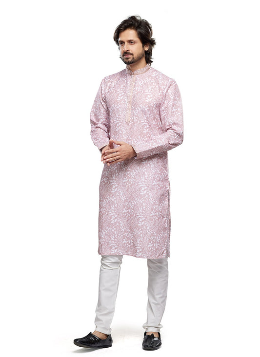 Digital Print Cotton Pink Kurta Pyjama - M6734