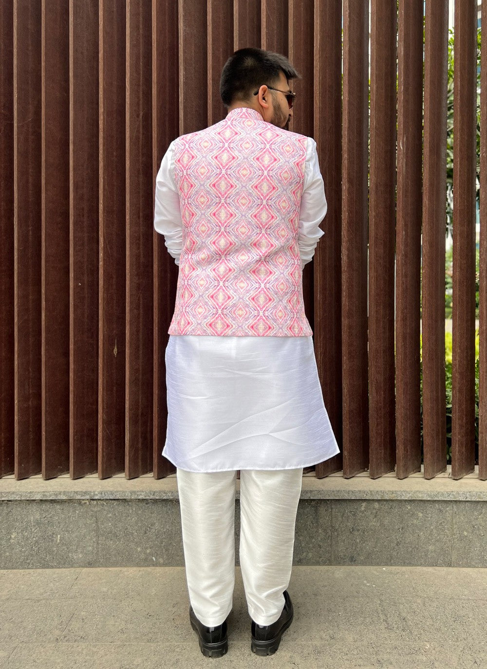 Printed Cotton Pink Nehru Jackets - M5144