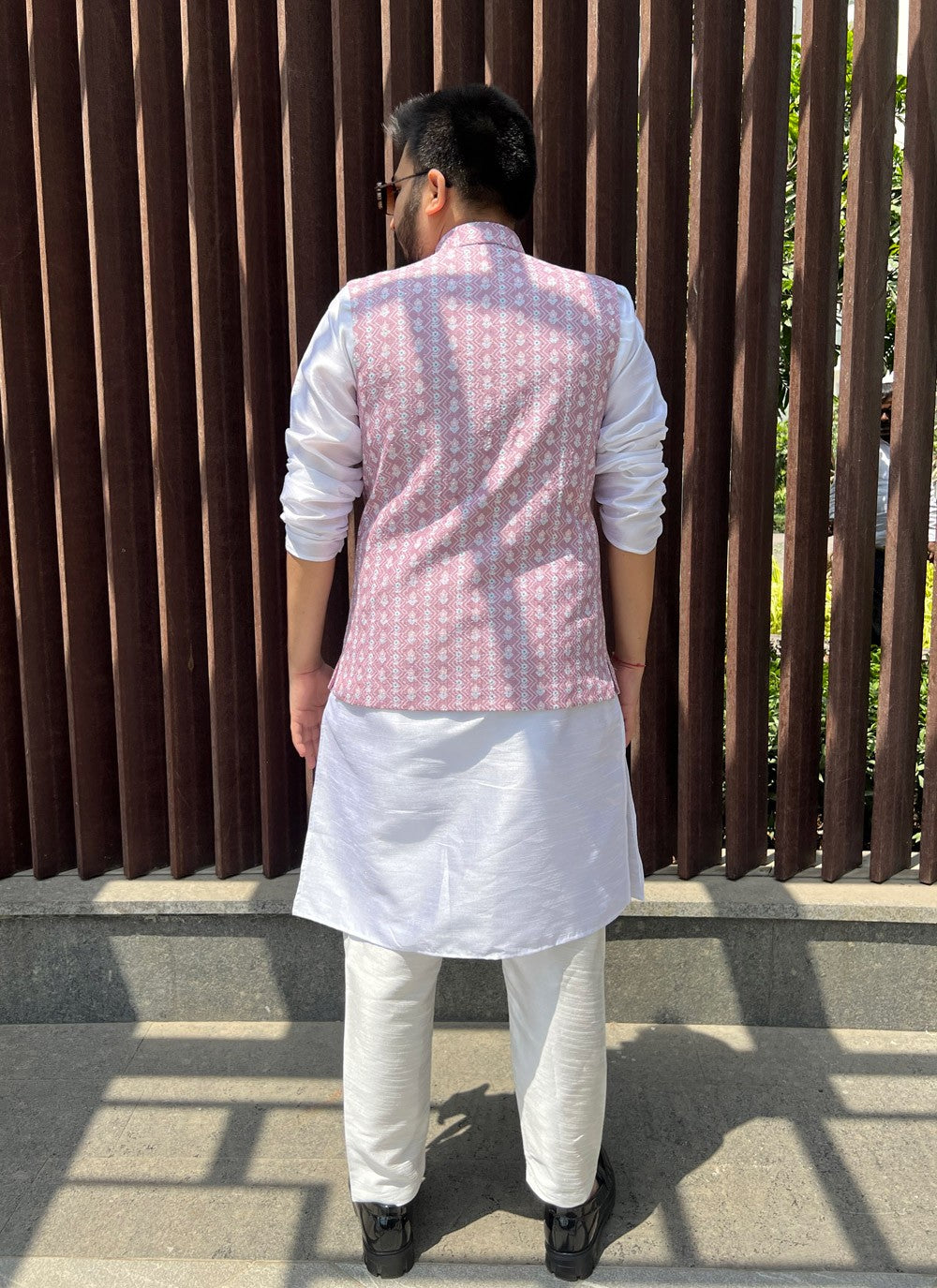 Embroidered Cotton Pink Nehru Jackets - M5158