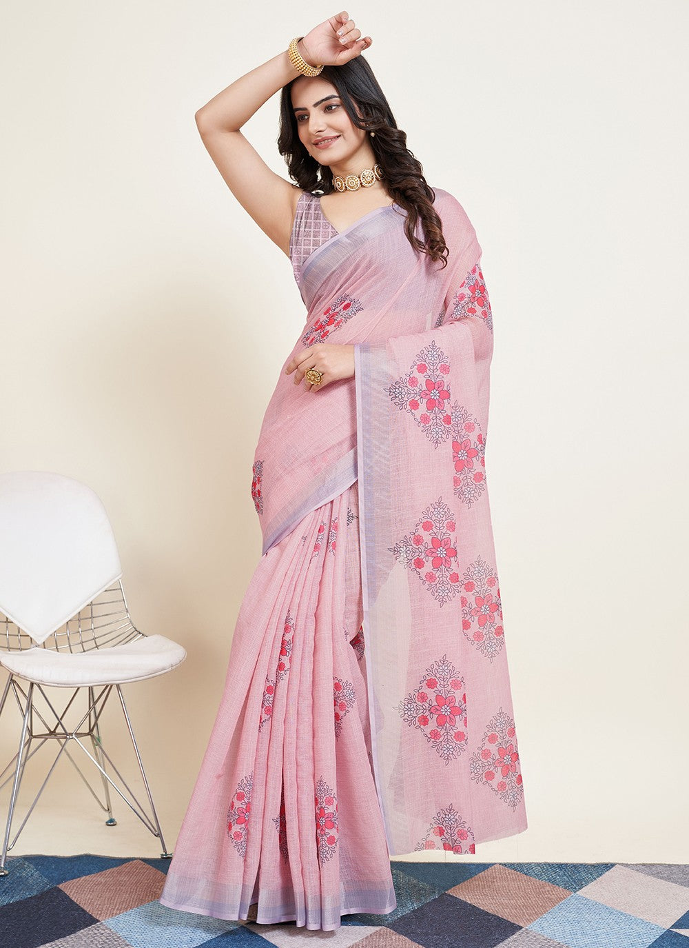 Trendy Printed Cotton Saree - S5070