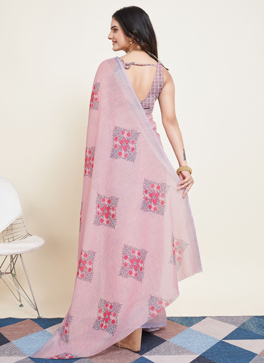 Trendy Printed Cotton Saree - S5070