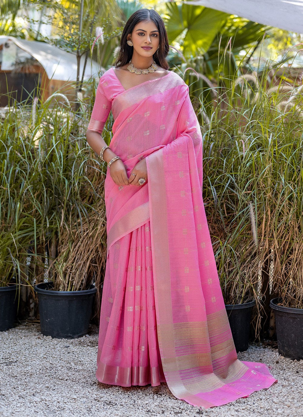 Trendy Woven Cotton Saree - S5653