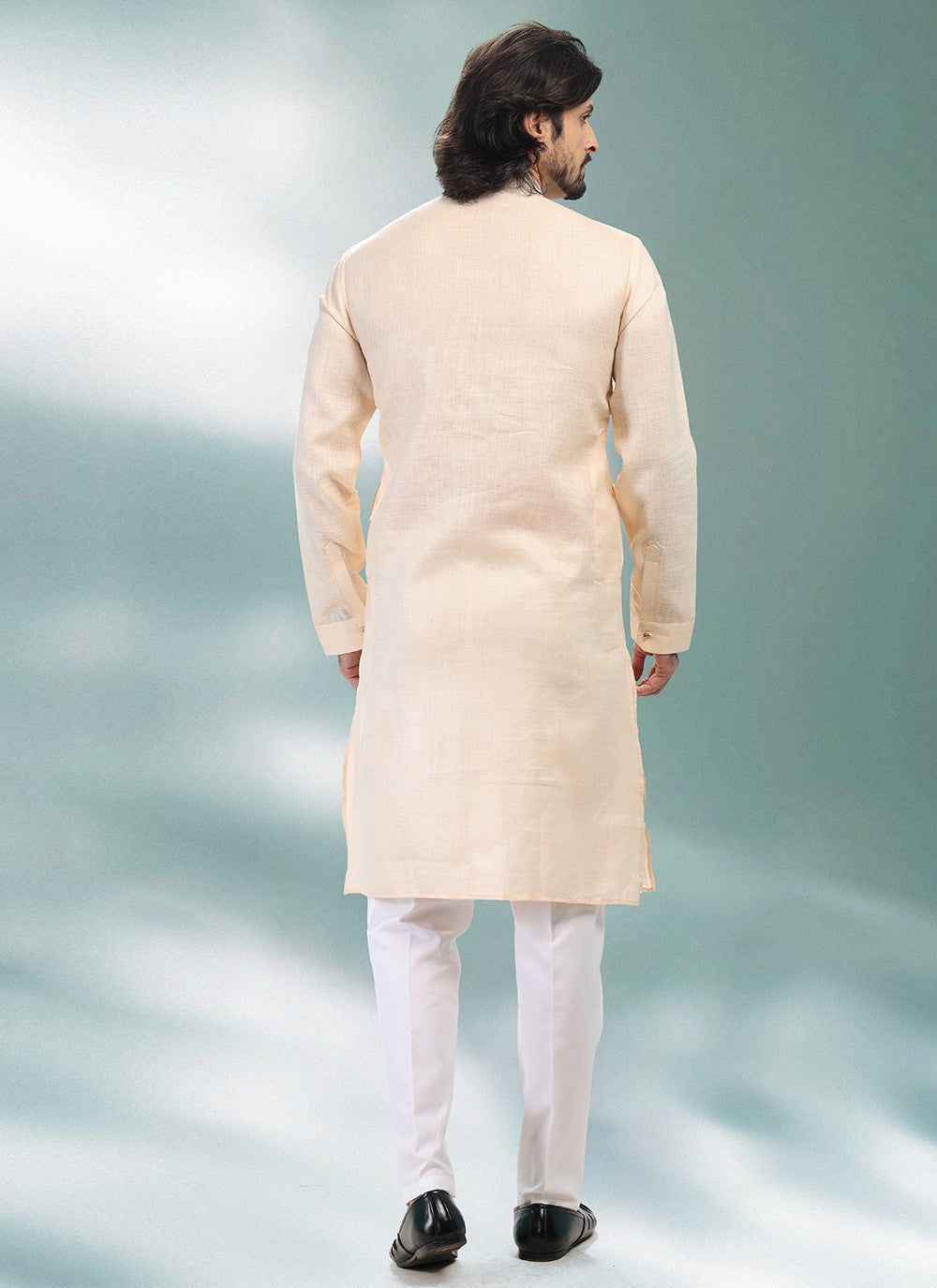 Plain Cotton , Linen Beige Kurta Pyjama - M4903