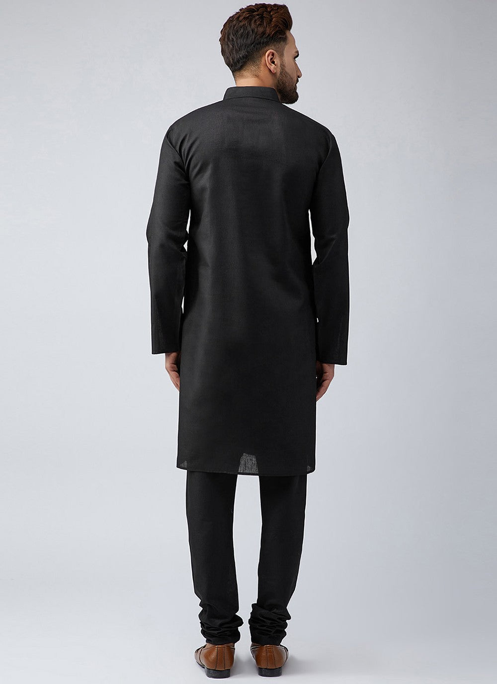 Plain Cotton Black Kurta Pyjama - M1983