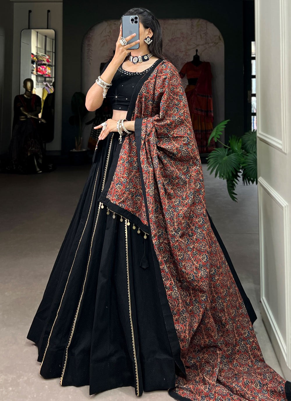 Plain Cotton A - Line Lehenga - L2023