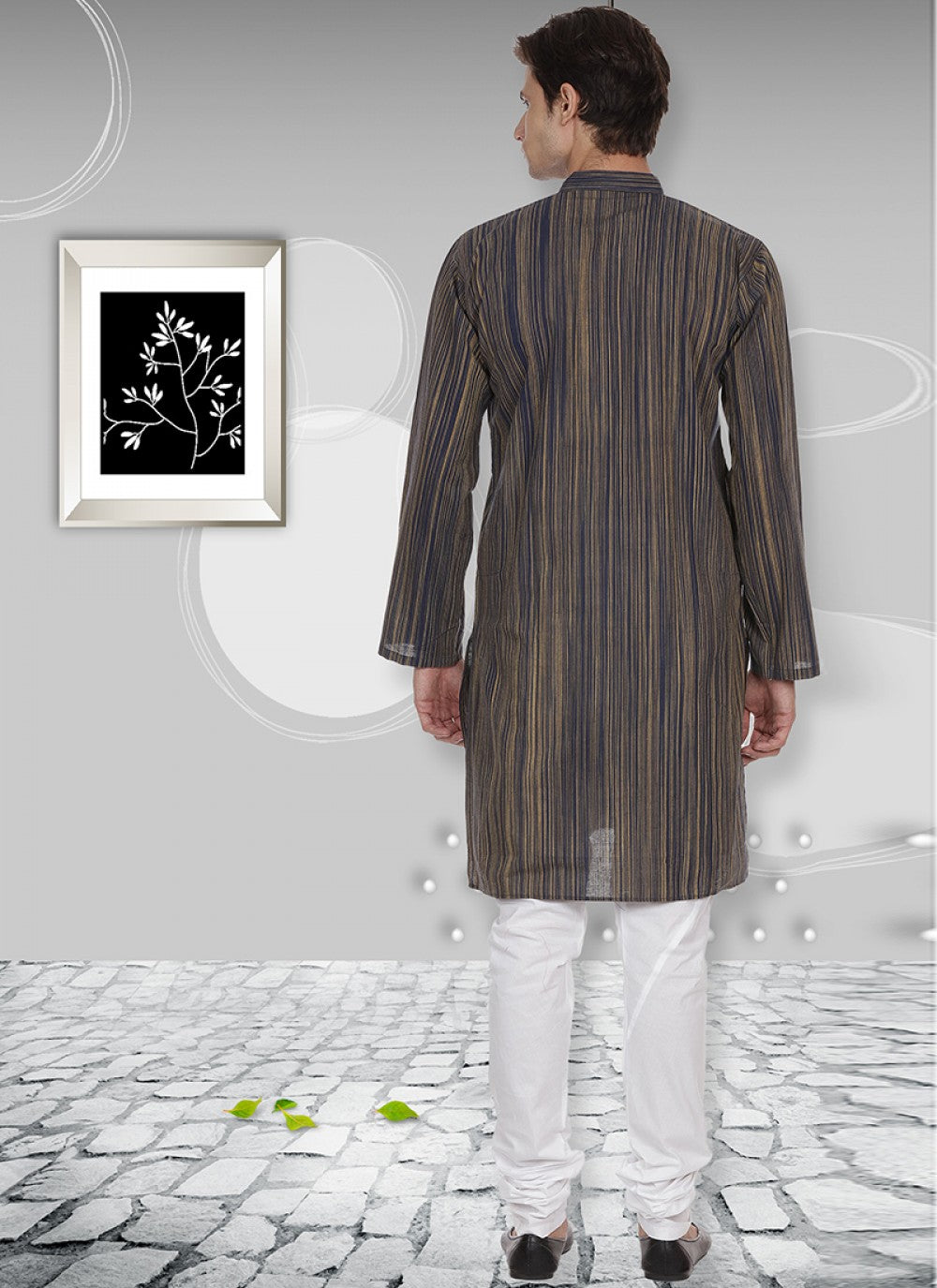 Plain Cotton Grey Kurta Pyjama - M1109