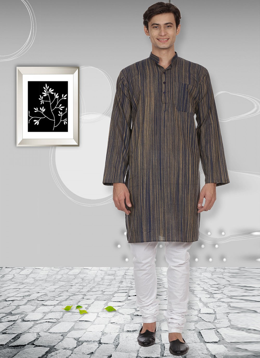 Plain Cotton Grey Kurta Pyjama - M1109