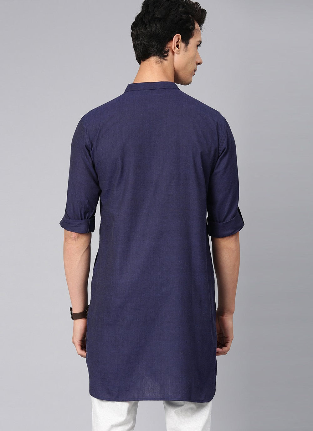 Plain Cotton Navy Blue Kurta Pyjama - M1973