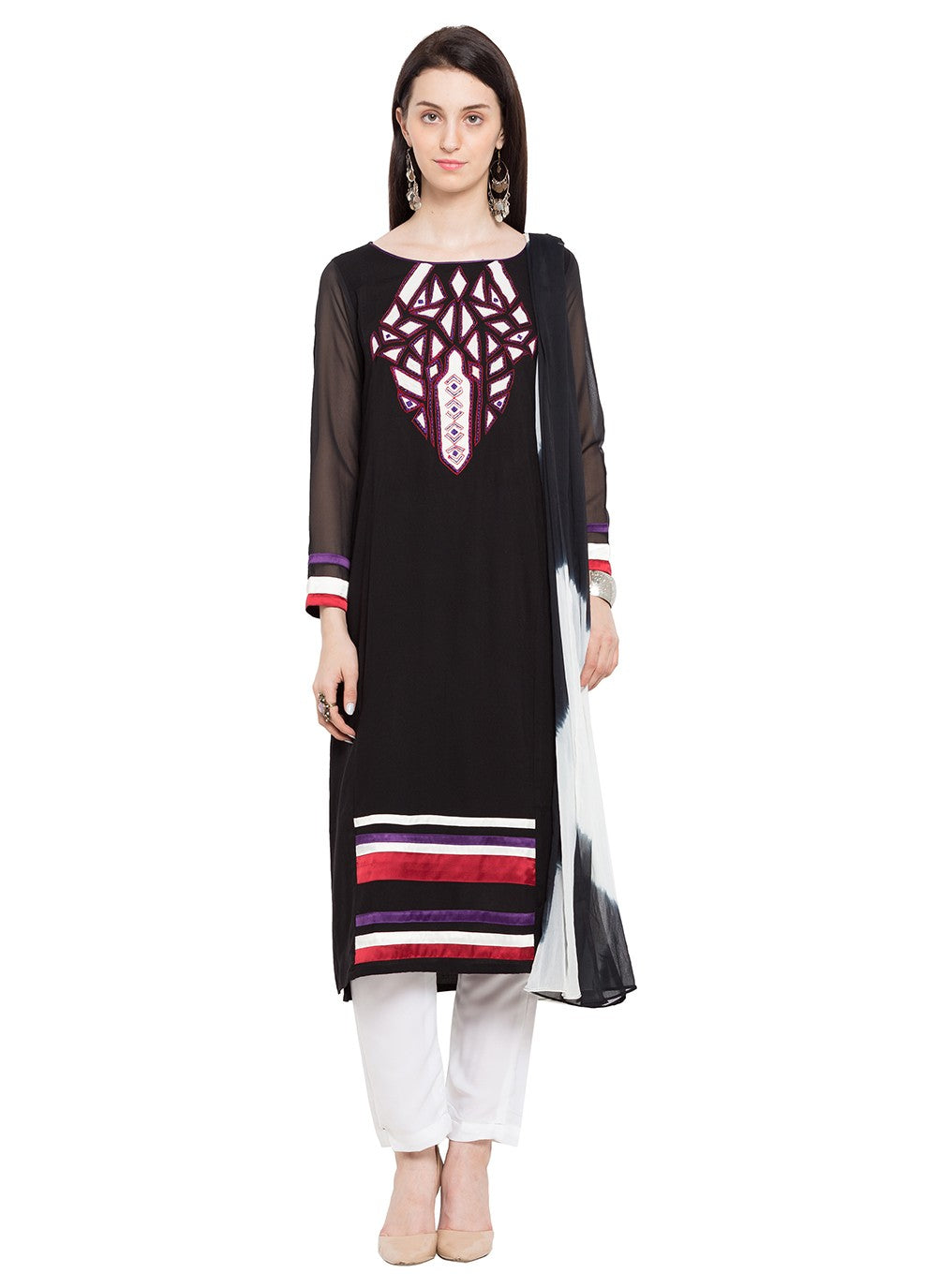 Faux Georgette Churidar Suit - T358