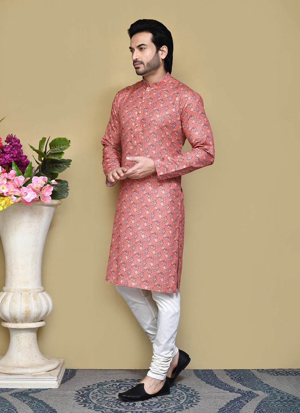 Printed Cotton , Rayon Multi Colour Kurta Pyjama - M7808