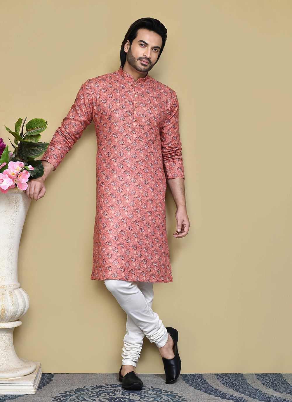 Printed Cotton , Rayon Multi Colour Kurta Pyjama - M7808