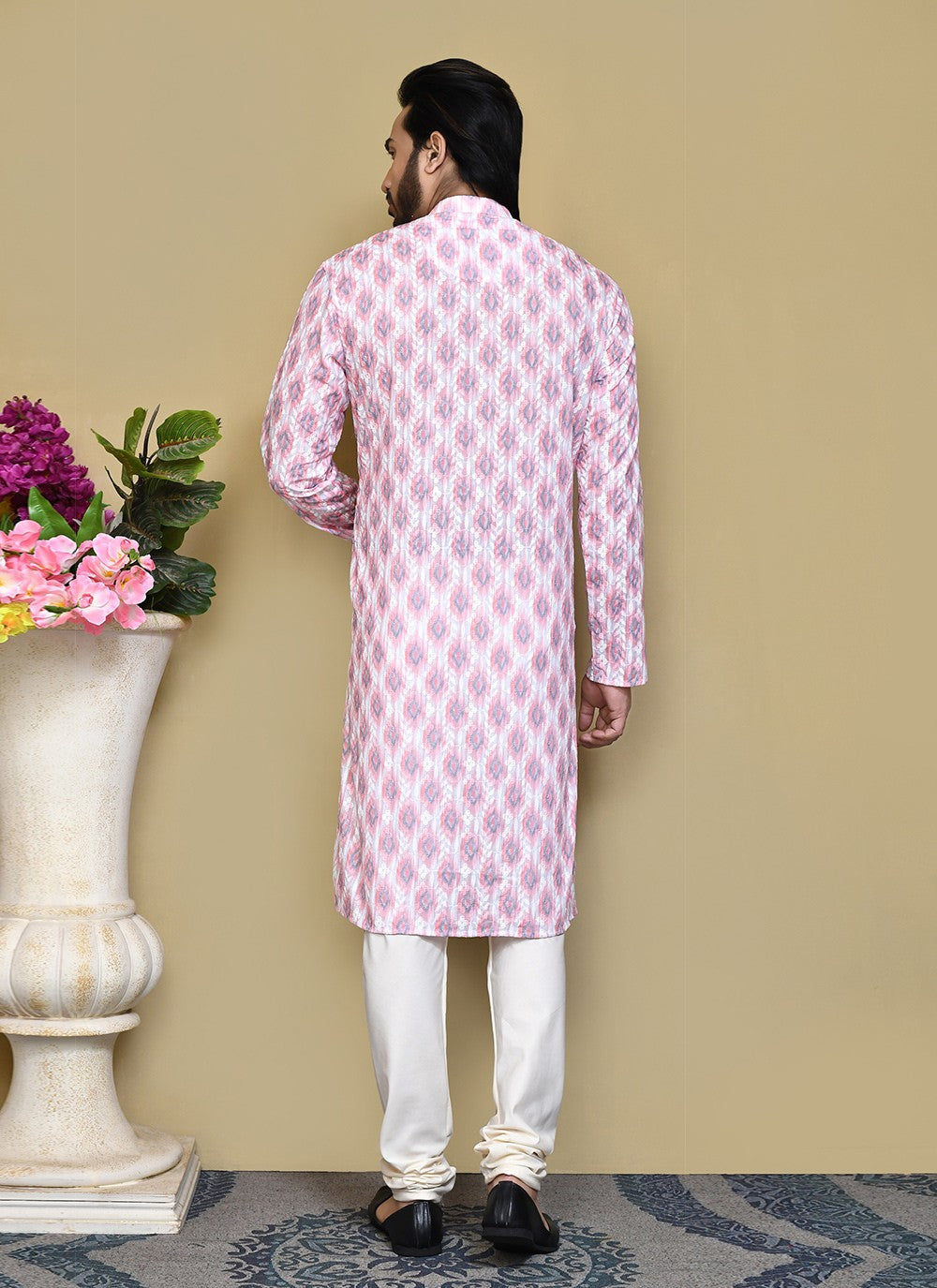 Printed Cotton Pink Kurta Pyjama - M7817