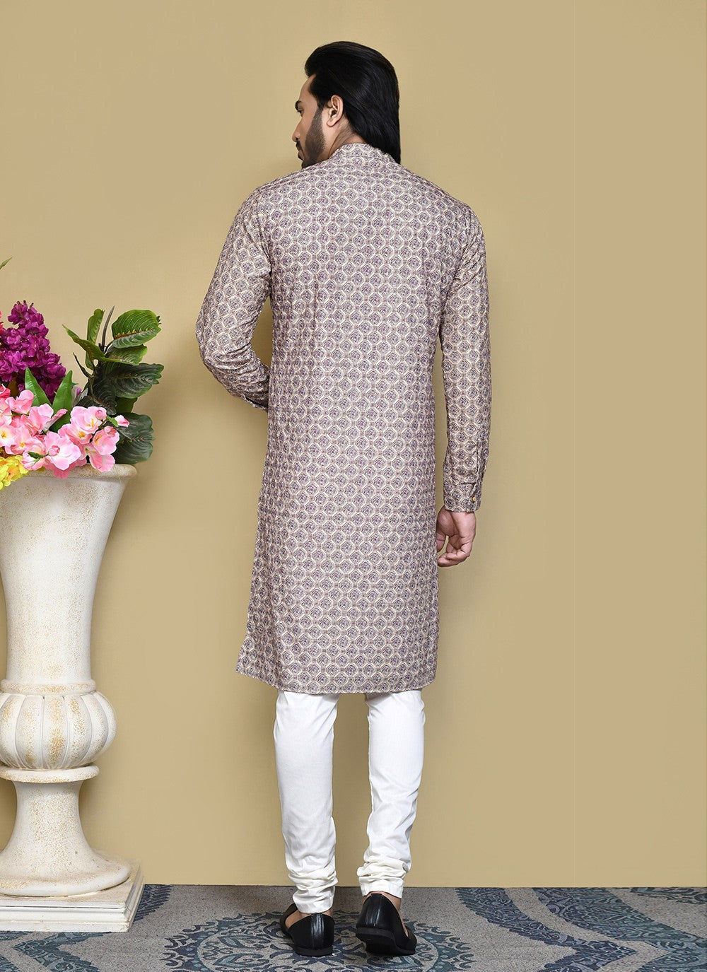 Printed Cotton Multi Colour Kurta Pyjama - M7805