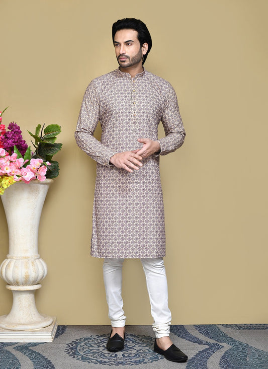 Printed Cotton Multi Colour Kurta Pyjama - M7805