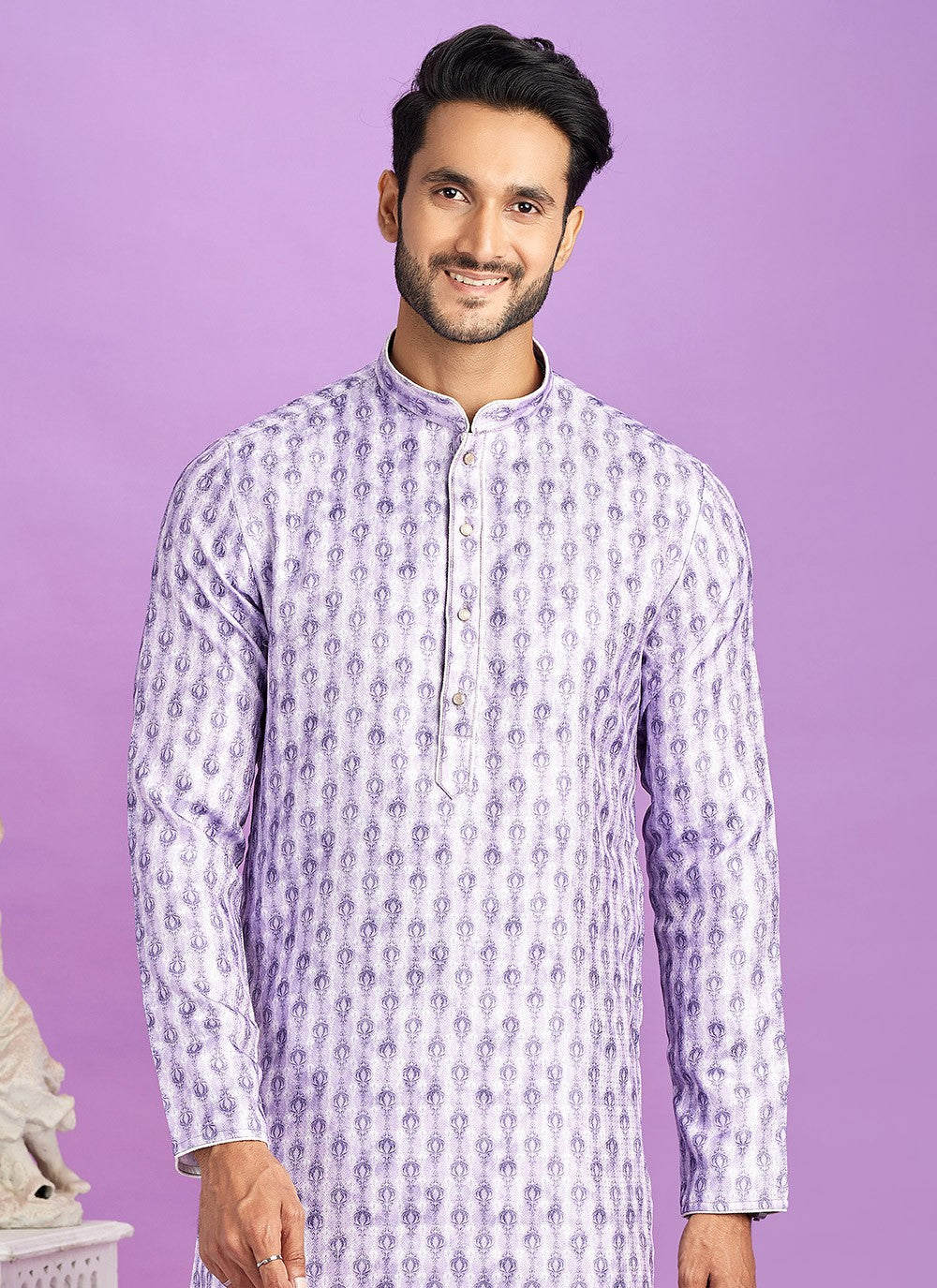 Digital Print Cotton Purple Kurta Pyjama - M6956