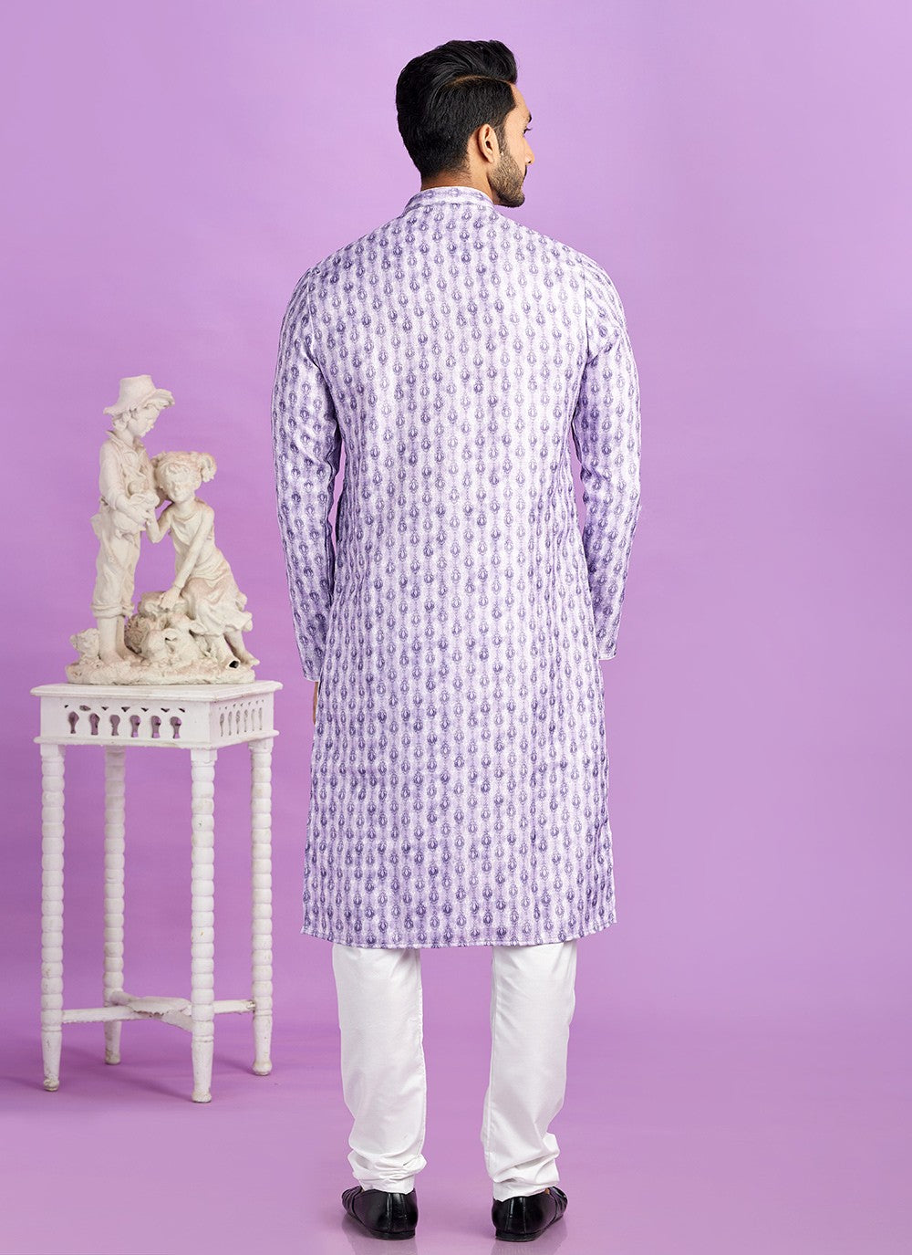 Digital Print Cotton Purple Kurta Pyjama - M6956