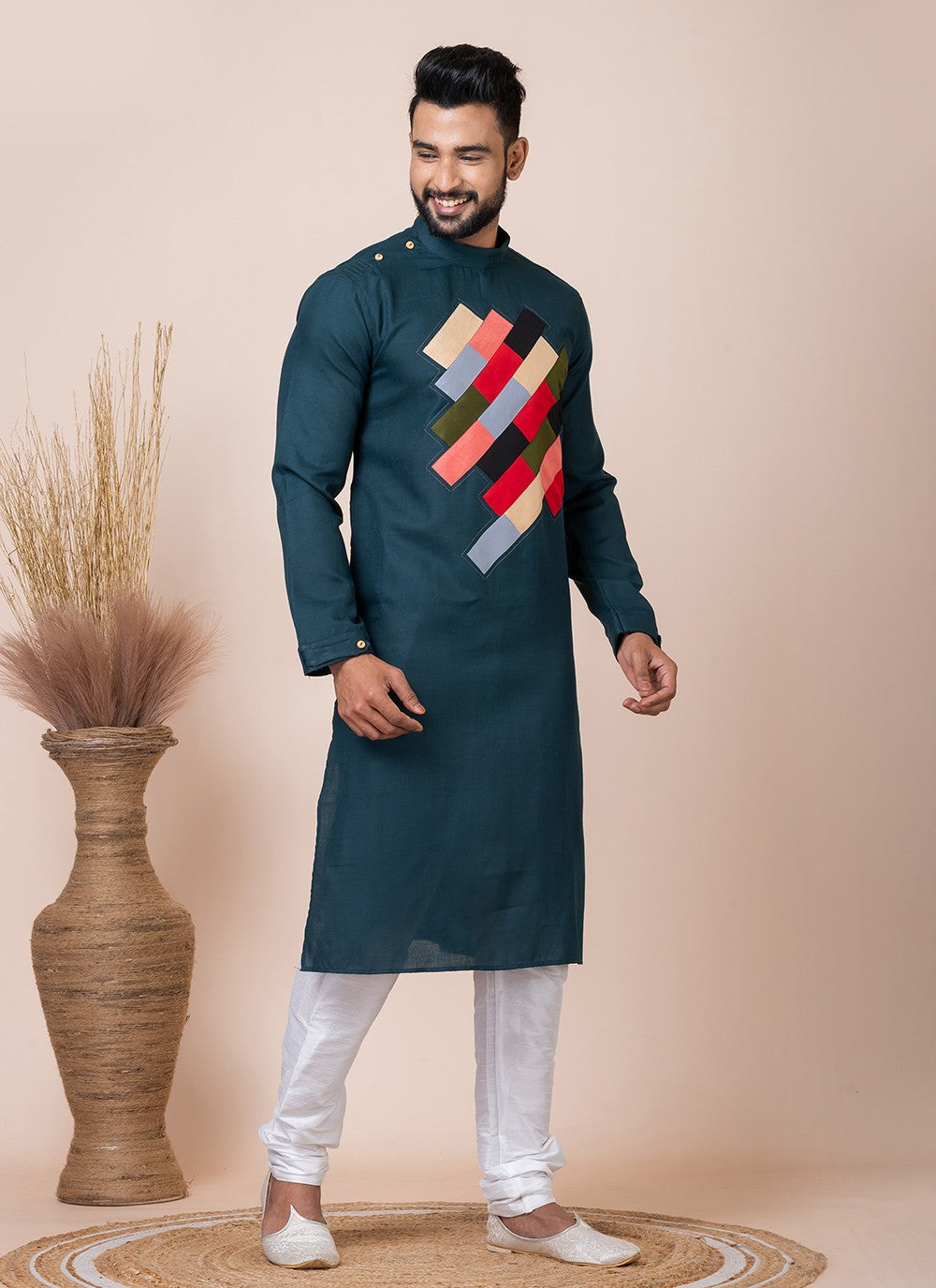 Printed Cotton Rama Kurta Pyjama - M8562