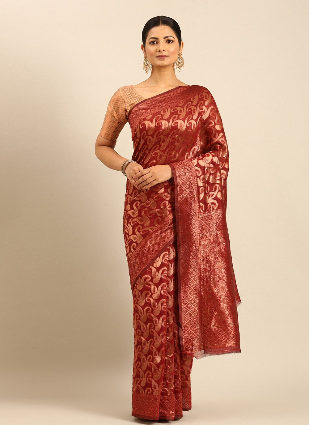 Classic Weaving Zari Cotton Saree - S8166