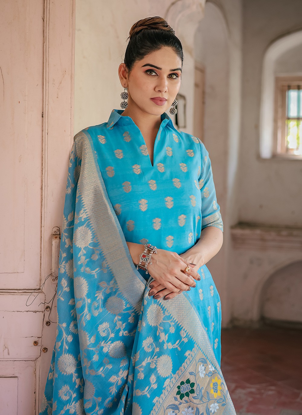 Chanderi , Cotton Salwar Suit - T3067