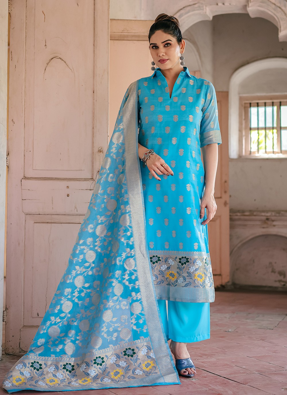 Chanderi , Cotton Salwar Suit - T3067