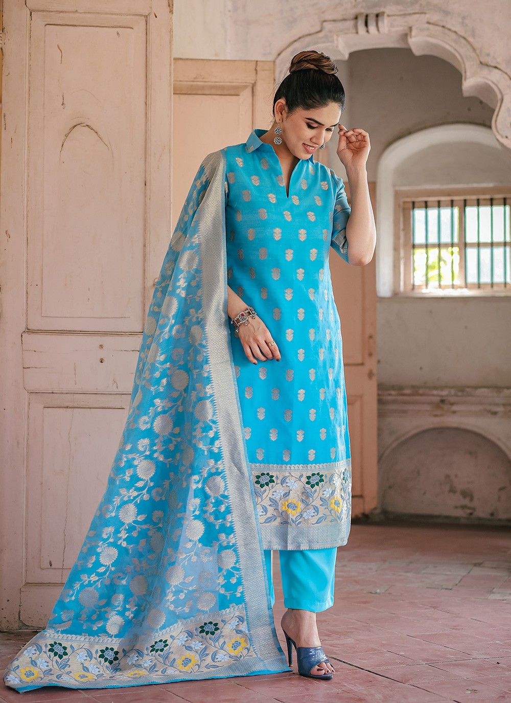 Chanderi , Cotton Salwar Suit - T3067