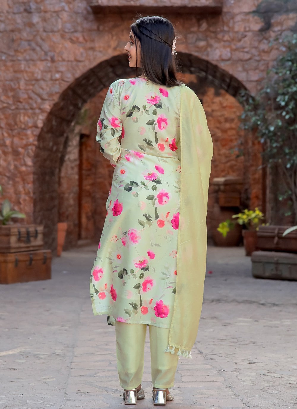 Embroidered Cotton Pant Style Suit - T4802