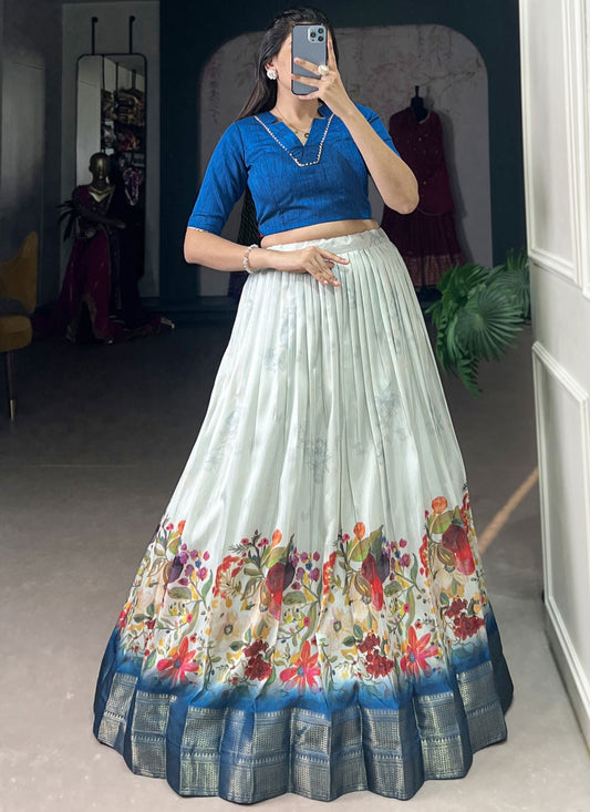 Border Work Cotton Silk A - Line Lehenga - L2870