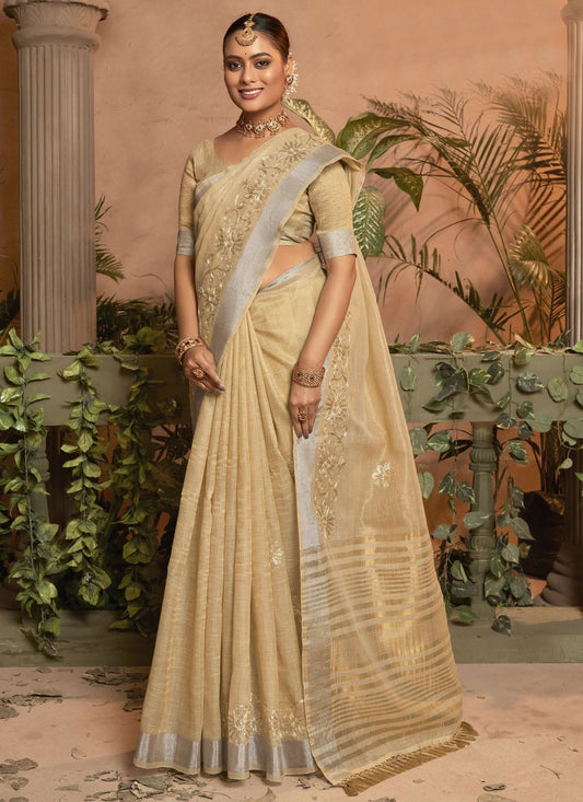 Classic Embroidered Cotton Silk Saree - S4145