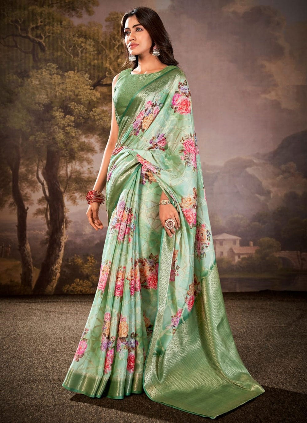 Classic Printed Cotton Silk Saree - S9313